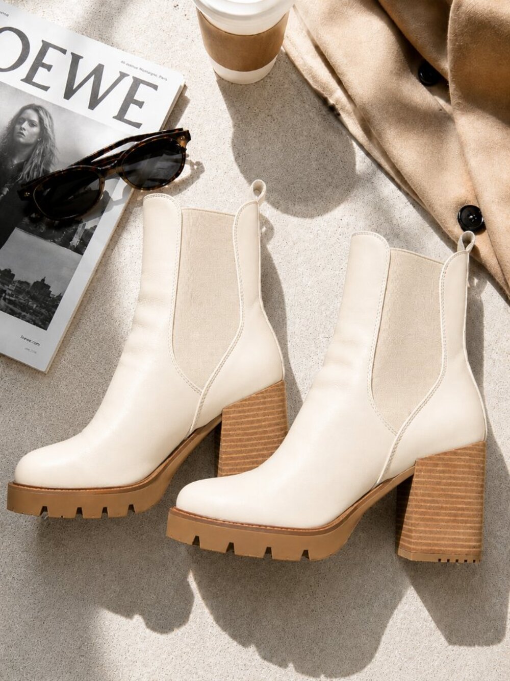 Sam Edelman Women's Ivory Lug Sole Boots Chunky Y2K Cool Girl 9M